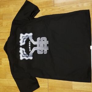 Dickies black SS button front with diesel branded logo medium